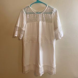 Parker white lace trim dress